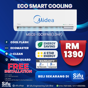 Midea Celest 1.0HP Smart Air Conditioner – Energy Efficient with Free Installation.