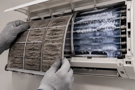 Penapis Kotor dan Gegelung Beku